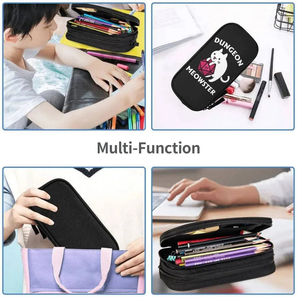 Fantasy Cat Dungeon Pencil Case - Cute Dragon Design Pen Holder for School & Cosmetic Storage