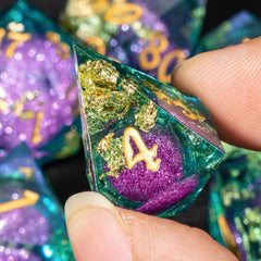 DnD Liquid Core Resin Dice for Dungeons and Dragons, Sharp Edge Resin Dice Polyhedral Dice Gift, D&D Dice RPG Dice, D20 Dice - The Adventurer's Chest