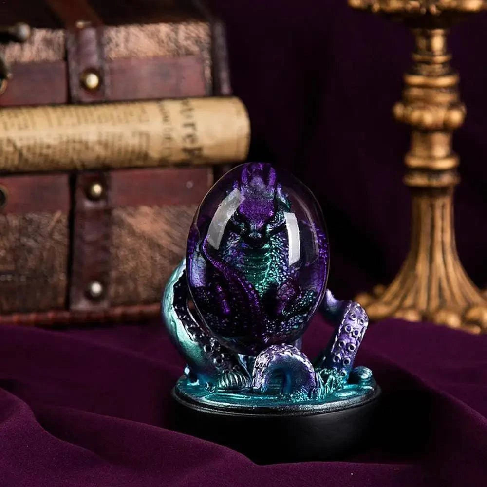 Enchanted Luminous Dragon Egg with Octopus Claw Base - Magical Resin Collectible for Adventurers and Gift-Givers - The Adventurer's Chest