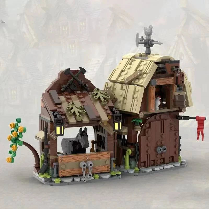 Medieval Castle Knights Battle Blocks: Bakery, Barns, and Soldiers Army Brick Set for Children