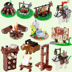 Medieval Castle Building Blocks Set with Kitchen, Bedroom, Dining Room, and Soldier Figures - Creative Assembly Toy