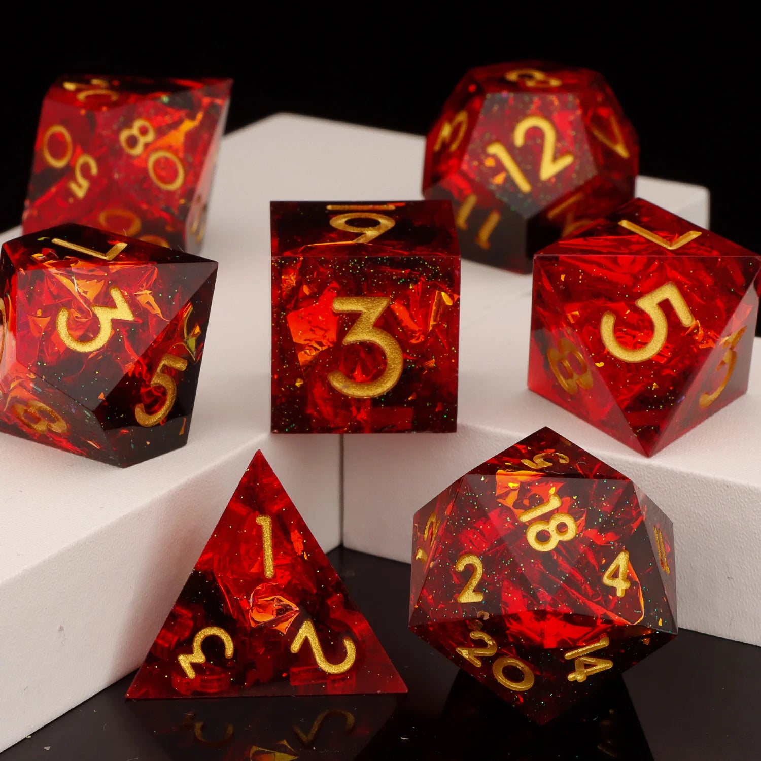 D and D Flowing Sand Sharp Edge Dragon Eye Dnd Resin RPG Polyhedral D&D Dice Set For Dungeon and Dragon Pathfinder Role Playing