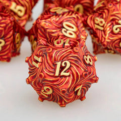 ARUOHHA  DND Metal Red Dice D+D D6 RPG Polyhedral Dice for Dungeon and Dragon Tabletop Role Playing Game D and D D20 Dice Set - The Adventurer's Chest