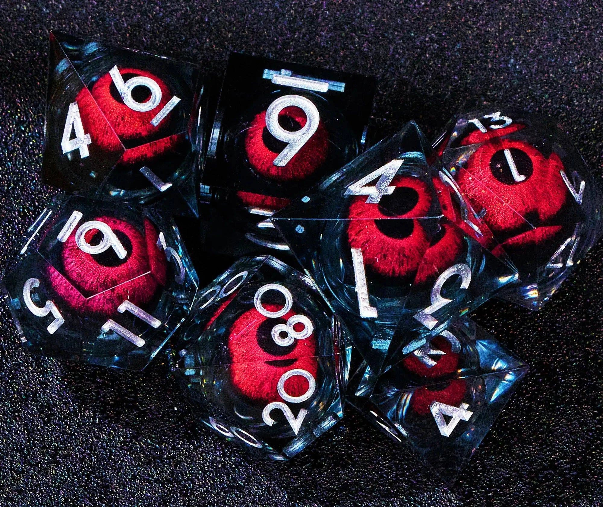 7PCS/Set Dnd Liquid Flow Eye Dice Set Ring Sharp Edge Polyhedral Dungeon and Dragon Pathfinder Role Playing Board Game D&D Dice - The Adventurer's Chest