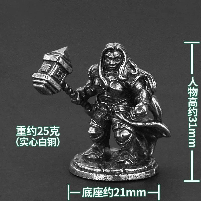 Armored Metal Dwarf Soldier Figurine - Miniature Warrior with Sword and Bow for DIY Decoration