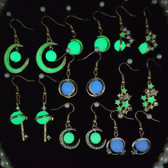 Glow-in-the-Dark Moon and Star Dangle Earrings - Enchanting Fantasy Jewelry for Women and Girls, Perfect Halloween Gift - The Adventurer's Chest