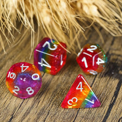 Cusdie 7Pcs Pride Flag Dice DND Trans-Pride D&D Dice Multicolor D4-D20 Polyhedral Dice Set for Role Playing Game Board Games - The Adventurer's Chest