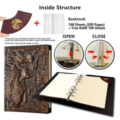 3D Dragon Embossed Leather DND Campaign Journal - Ultimate Dungeons & Dragons RPG Notebook for Players & GMs - The Adventurer's Chest