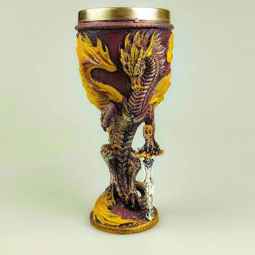 200ml 3D Dragon-Themed Stainless Steel & Resin Goblet Chalice for Wine, Beer, and Coffee - Perfect Gift for Dungeons & Dragons Fans