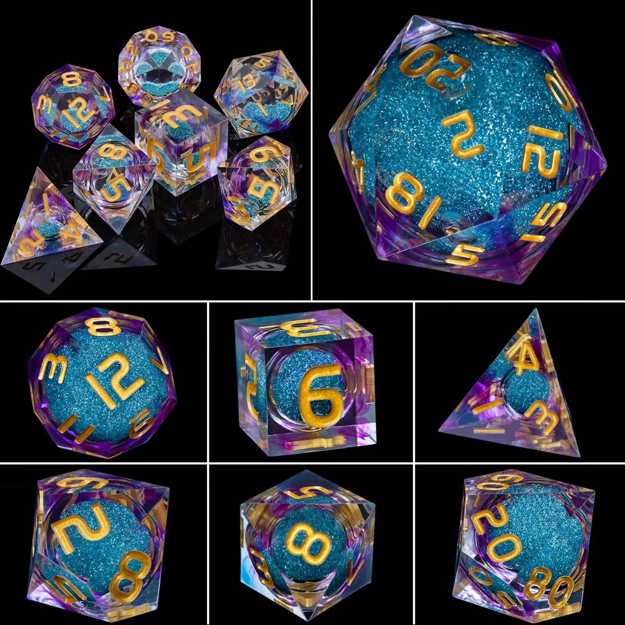 D&D Liquid Flow Core Dice & Liquid Activity Eye & Ring Sharp Edge D and D  Dungeon and Dragon Pathfinder Role Playing Games Dice - The Adventurer's Chest