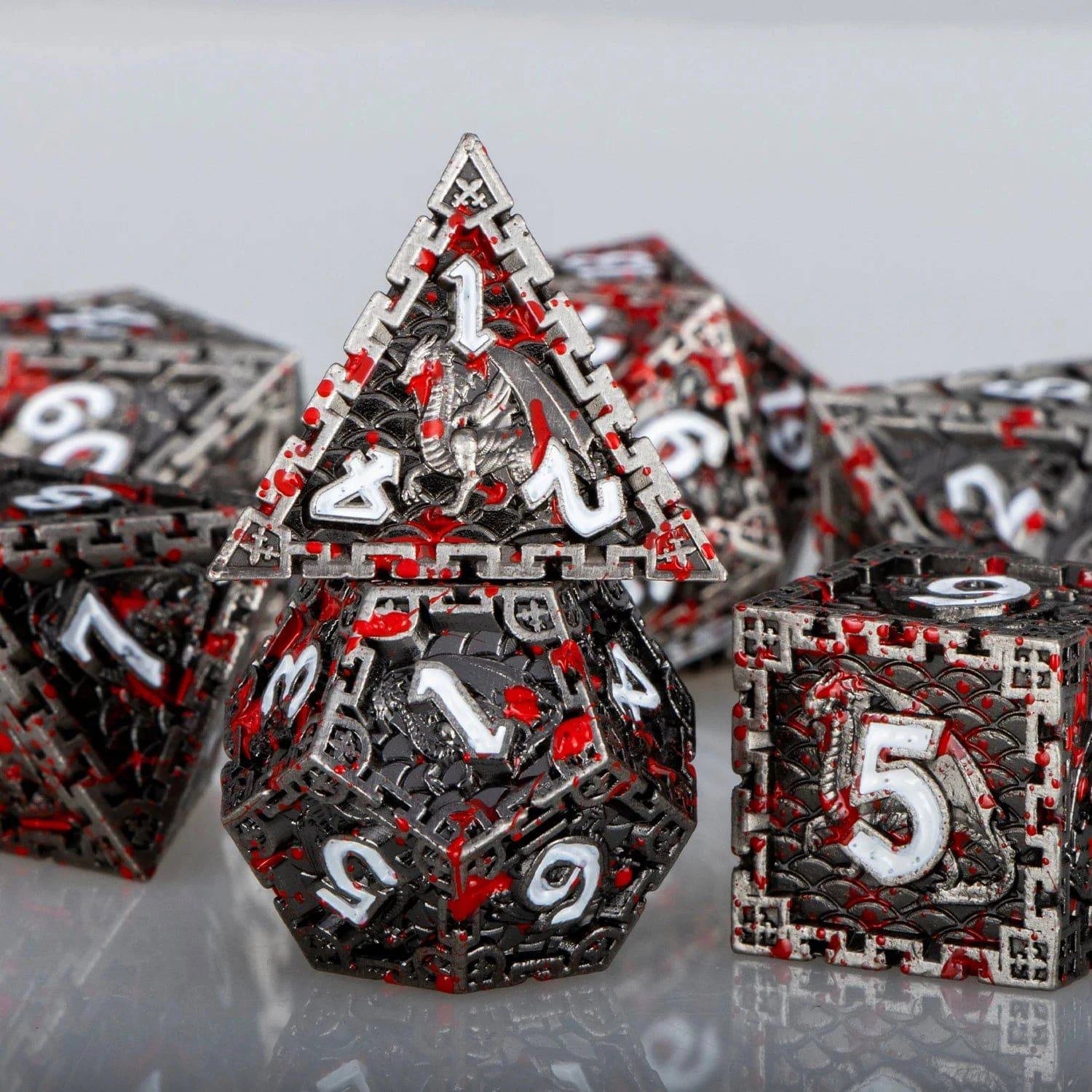 D&D Dungeon and Dragon DND D20 Dice Set Role Playing Game Metal Polyhedral Dice Set for RPG Board Games D20 D12 D10 D8 D6 D4 - The Adventurer's Chest