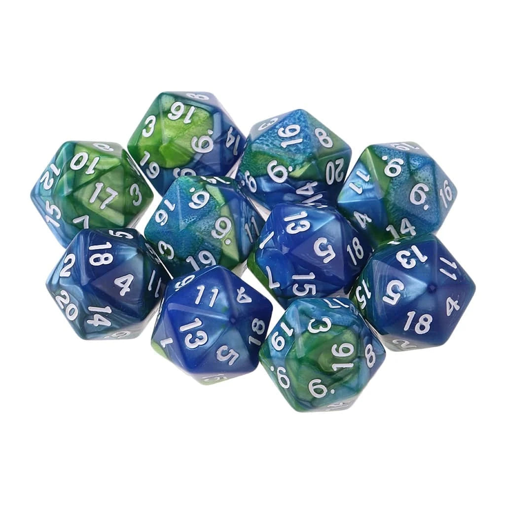 10pcs 20 Sided D20 Dice Polyhedral Dices Numbers Dials Desktop for D&D Games 16mm DND RPG MTG Dice Family Party Kids Game House - The Adventurer's Chest