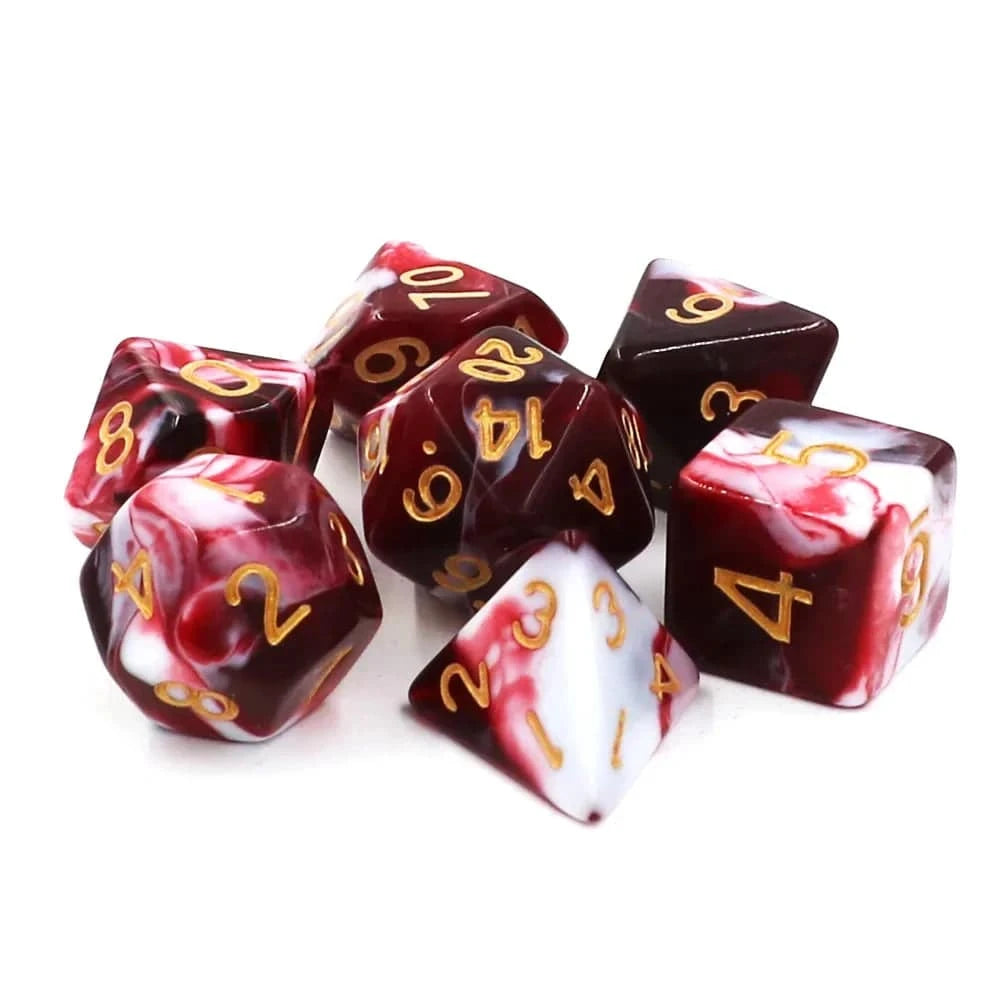 7pcs Polyhedral Dice Set Double-Colors Red White Digital Dice  D4 D6 D8 D10 D% D12 D20 Family Party Game Dice - The Adventurer's Chest