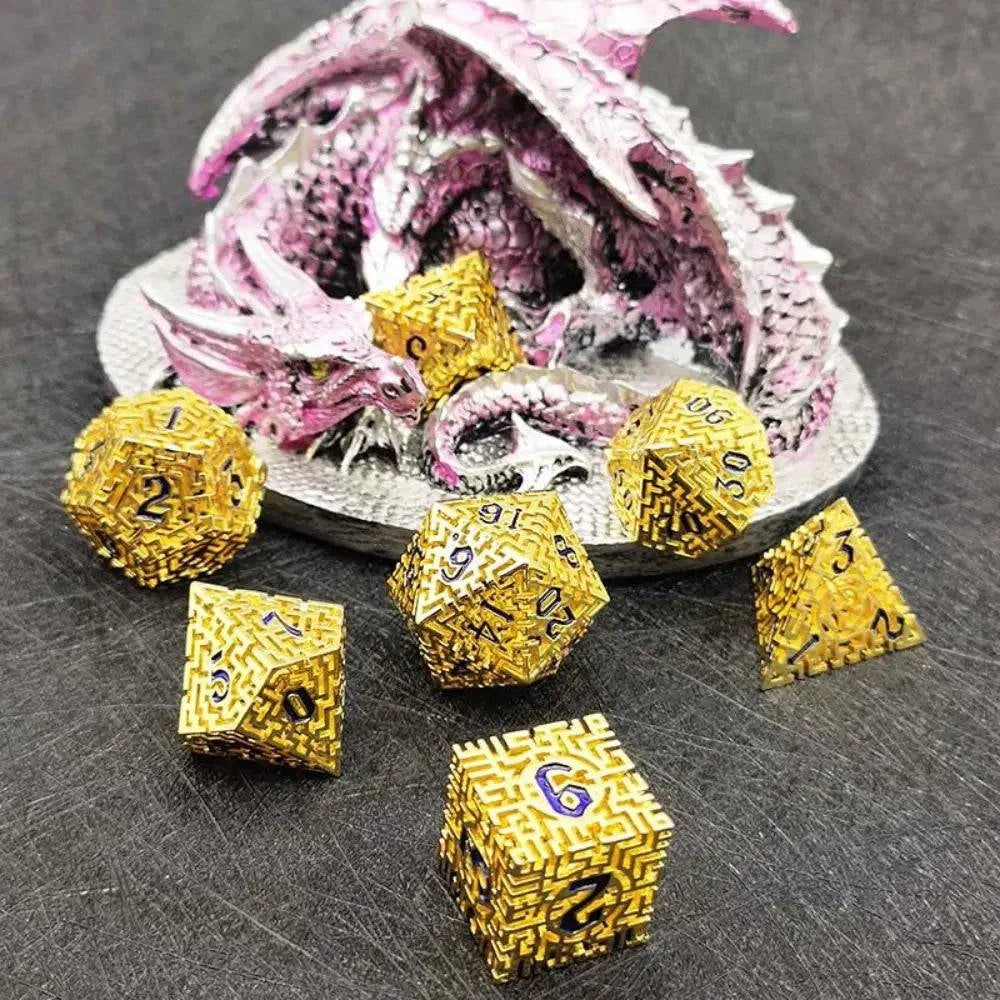 7Pcs Dragon Hollow Metal DND Dice Set for Dungeon 7 D&D Die Set with Metal Gift for Dungeons & Dragon Game Polyhedral Dice D20 - The Adventurer's Chest