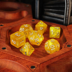 7Pcs/Set Yellow Starry Sky Dice D&D COC Dice D4 D6 D8 D10 D% D12 D20 Table Games DND RPG Dice Set - The Adventurer's Chest