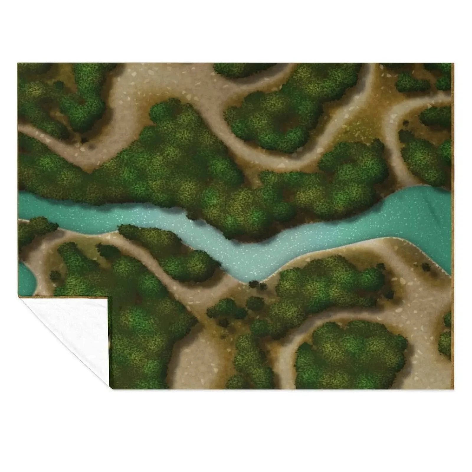 Cozy Forest Trails and Stream Battle Map Throw Blanket - Cute Plaid Design for RPG Enthusiasts - The Adventurer's Chest