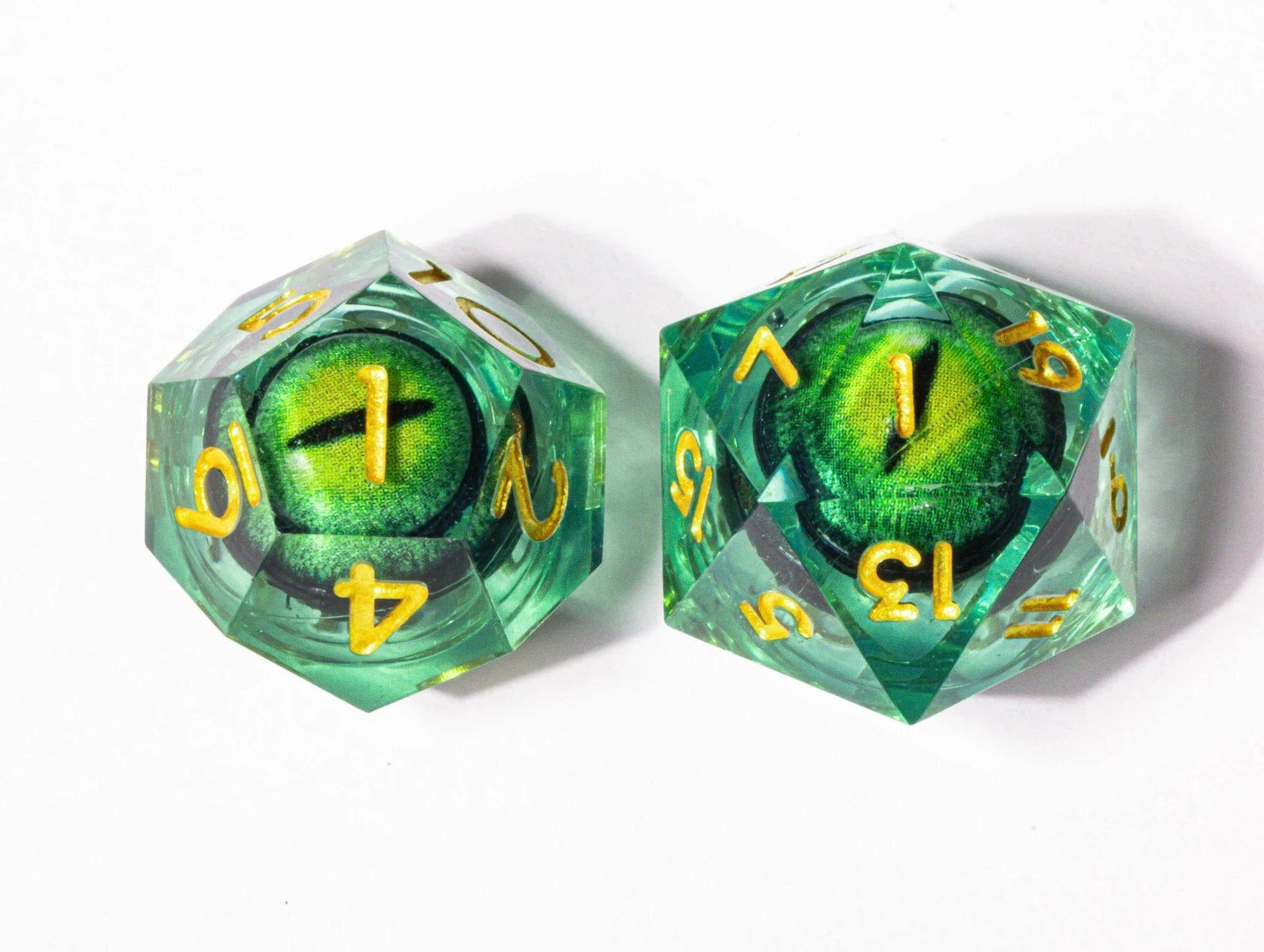 DnD Liquid Core Dragon Eye Dice Set for Dungeons and Dragons, RPG Polyhedral Dice set, d&d dice, Handmade Dice Set Gifts - The Adventurer's Chest