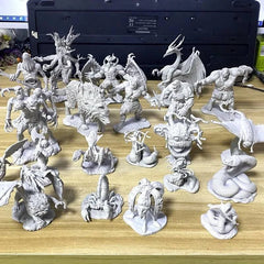 Exquisite Nolzur's Marvelous Unpainted Miniatures Set: Orc Crawler, Scorpion Devil, Zombie, and Blue Dragon for TRPG Enthusiasts