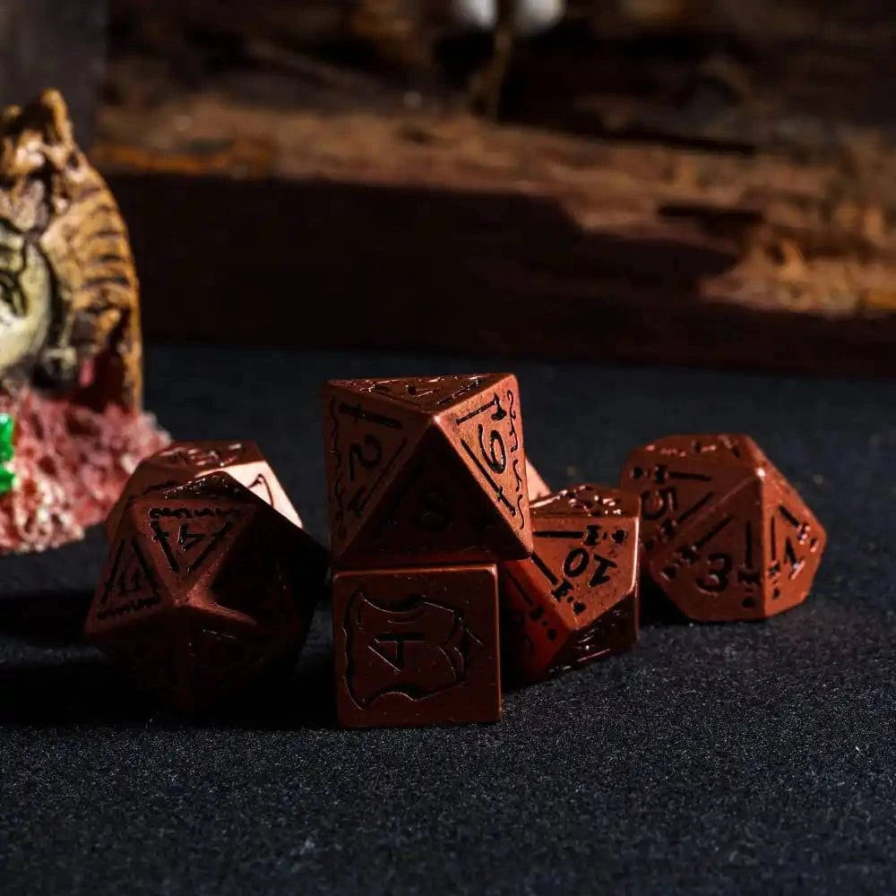 Cusdie Retro Style DND Dices with Shield Sword Resin D&D Dice D4-D20 Polyhedral Game Dice Set for Role Playing Board Games - The Adventurer's Chest