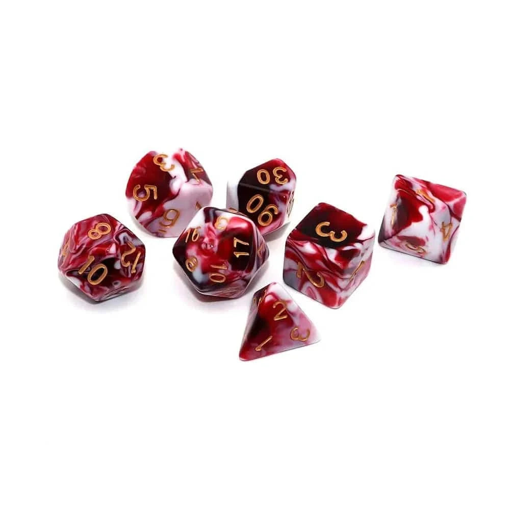 7pcs Polyhedral Dice Set Double-Colors Red White Digital Dice  D4 D6 D8 D10 D% D12 D20 Family Party Game Dice - The Adventurer's Chest