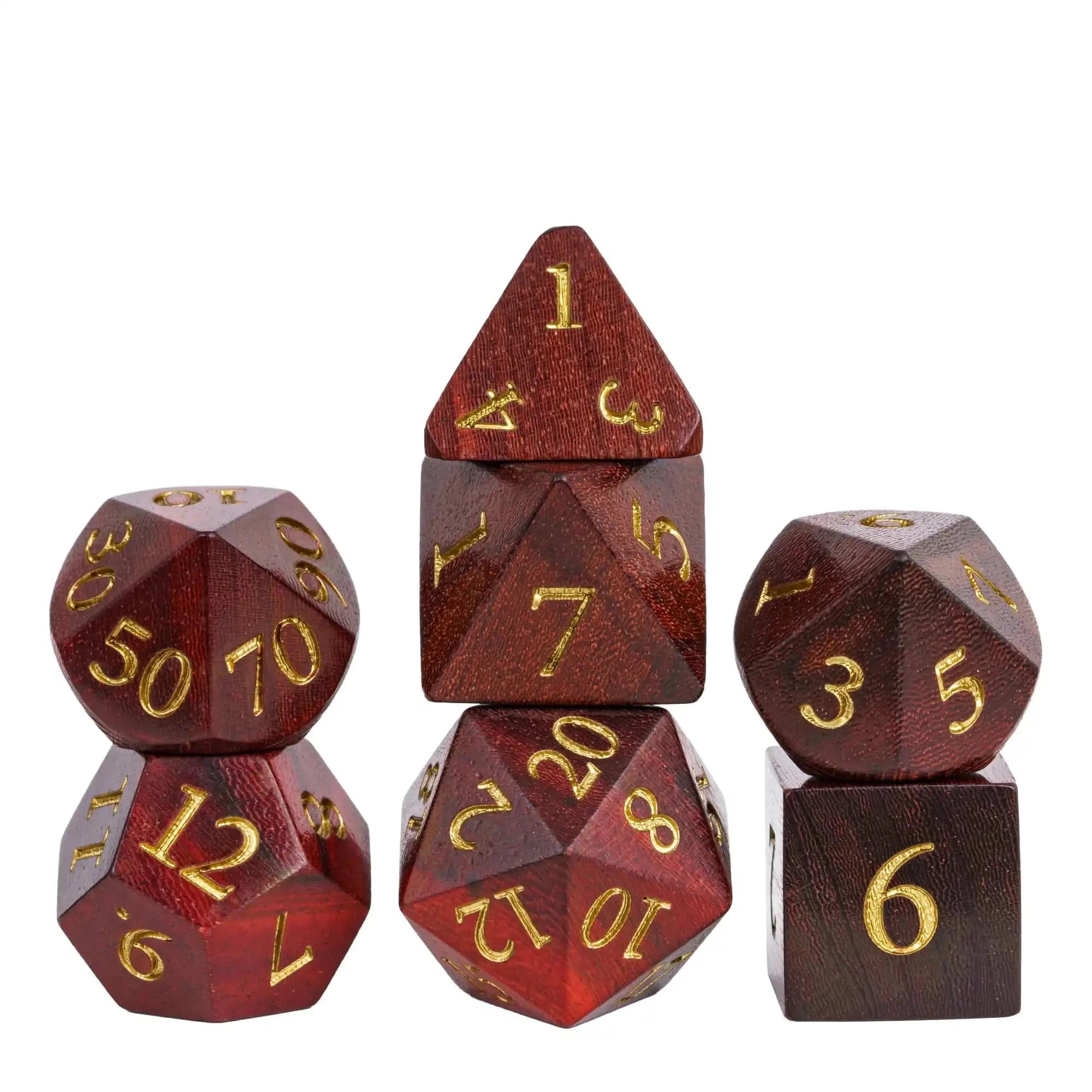 D&D Wooden Dice Set 7PCs D4-D20 Polyhedral Games Dice for Dungeons and Dragons Role Playing Game TRPG Table Accessories Gifts - The Adventurer's Chest