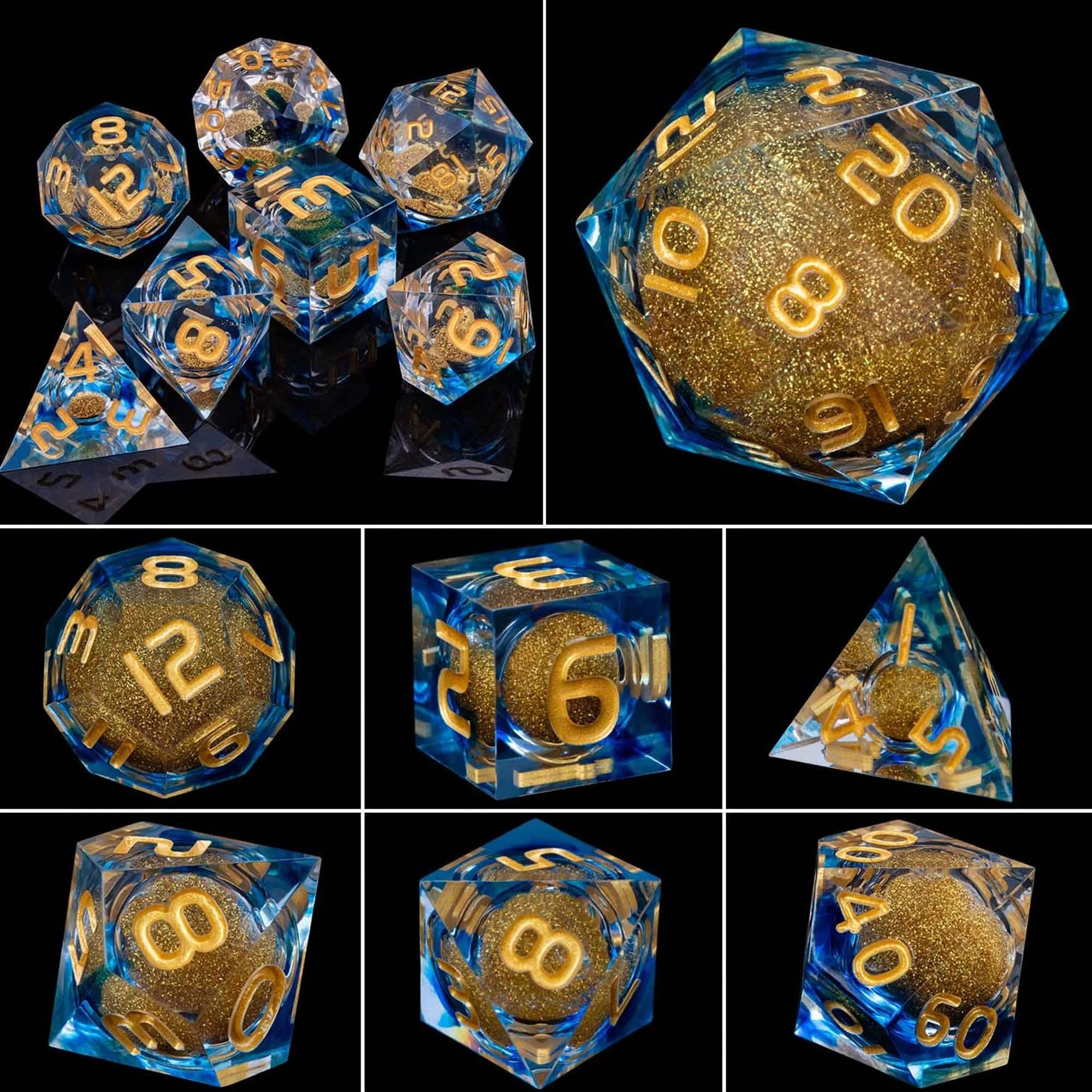 D&D Liquid Flow Core Dice & Liquid Activity Eye & Ring Sharp Edge D and D  Dungeon and Dragon Pathfinder Role Playing Games Dice - The Adventurer's Chest