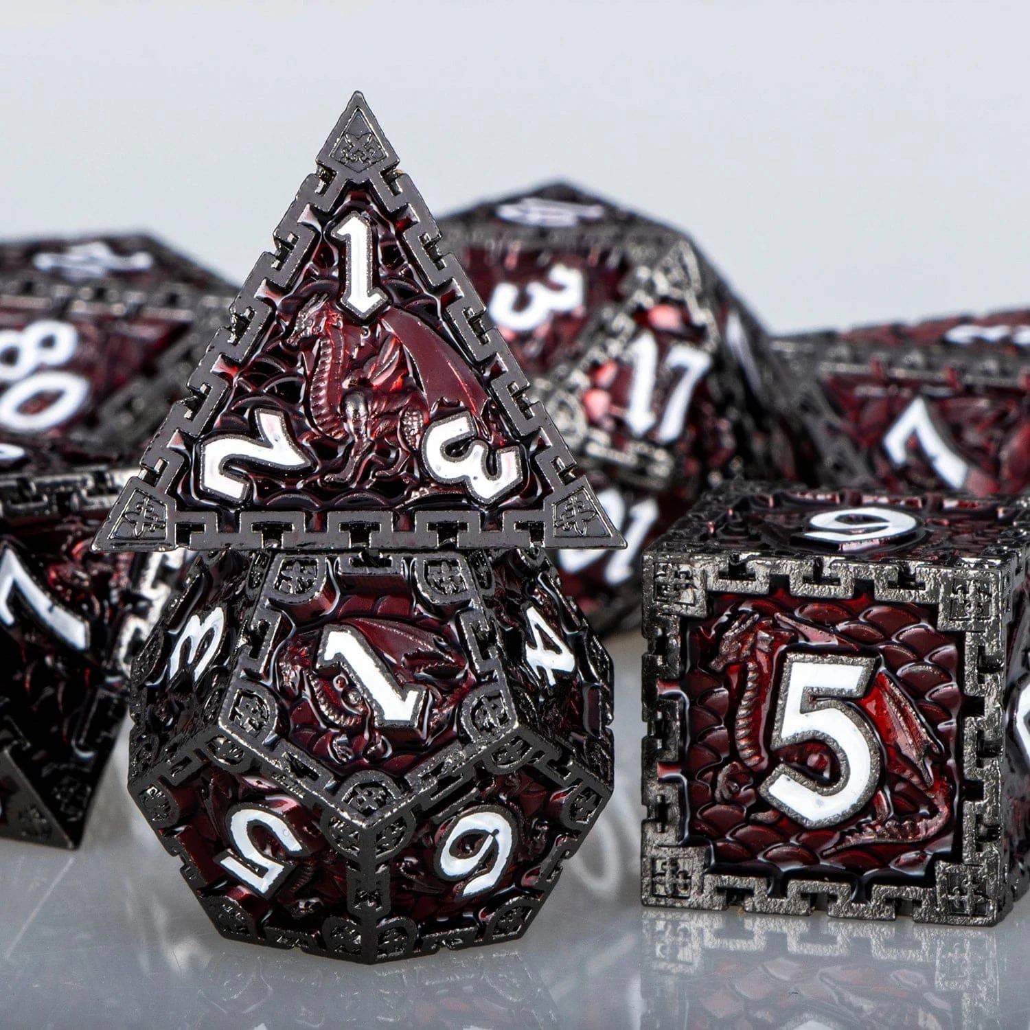 D&D Dungeon and Dragon DND D20 Dice Set Role Playing Game Metal Polyhedral Dice Set for RPG Board Games D20 D12 D10 D8 D6 D4 - The Adventurer's Chest