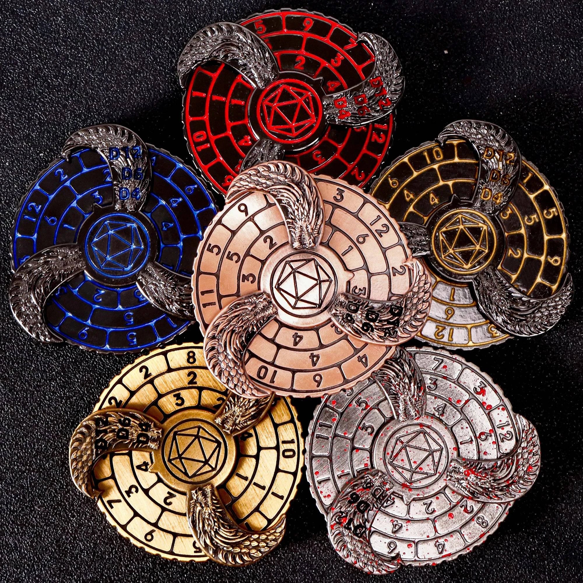 Dragon Compass Gyro Dice Set - Metal Spinner Dice for Dungeons & Dragons and Tabletop RPGs