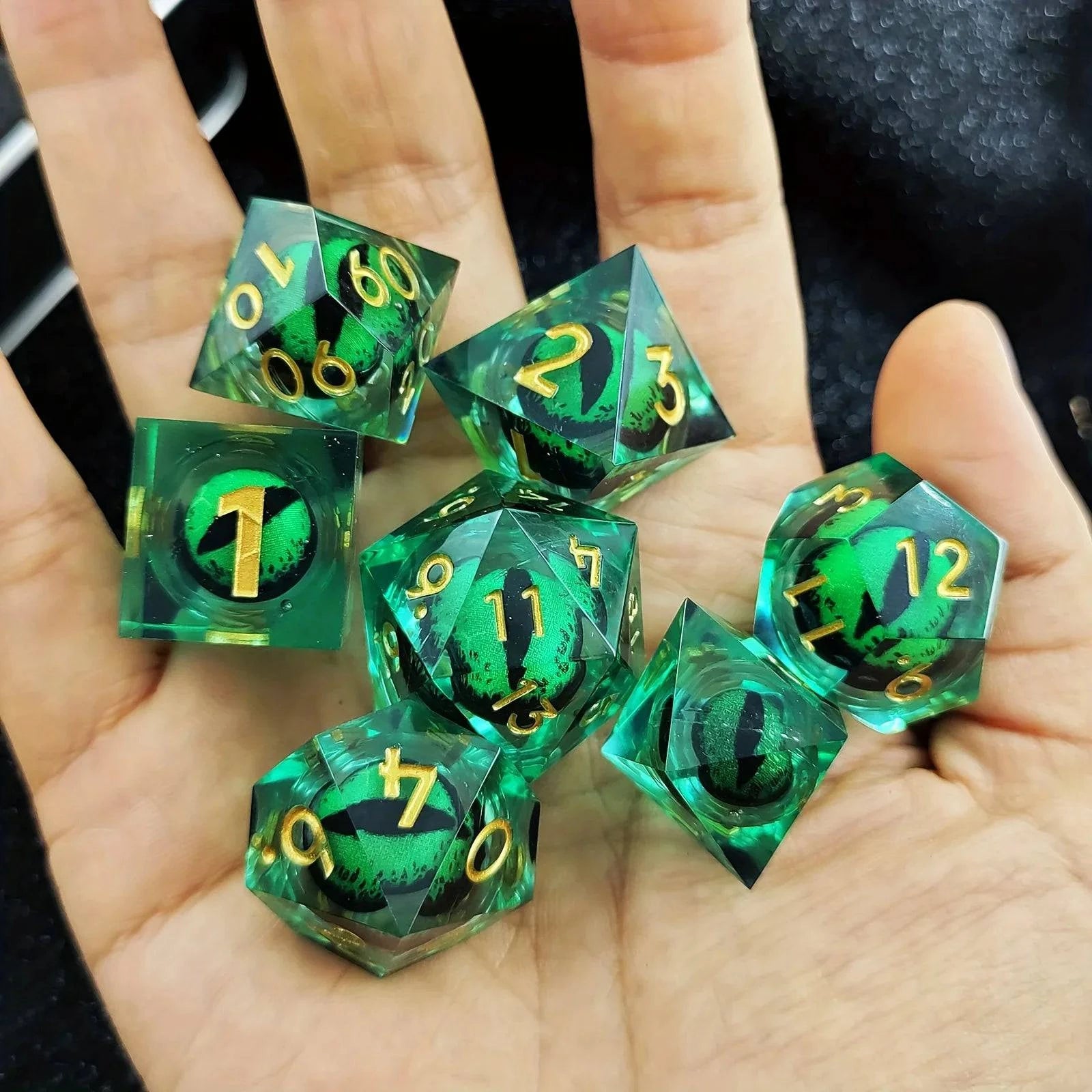 7PCS/Set Dnd Liquid Flow Eye Dice Set Ring Sharp Edge Polyhedral Dungeon and Dragon Pathfinder Role Playing Board Game D&D Dice - The Adventurer's Chest