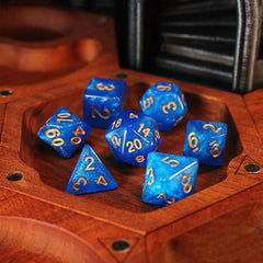 7Pcs/Set Blue Starry Sky Dice D&D COC Dice D4 D6 D8 D10 D% D12 D20 Table Games DND RPG Dice Set - The Adventurer's Chest