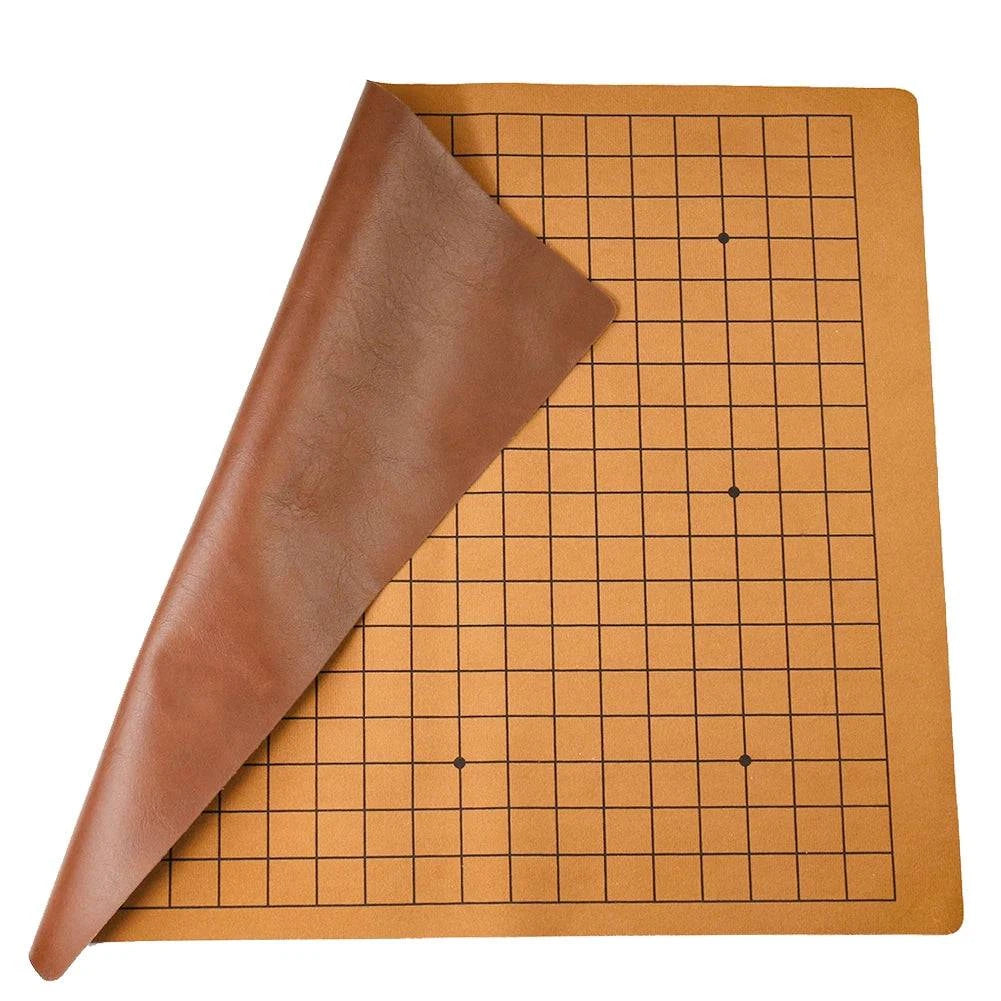 Portable Foldable PU Leather Go Game Board with 19 Lines for 2.2cm Pieces - Compact Checkerboard for Easy Storage and Travel