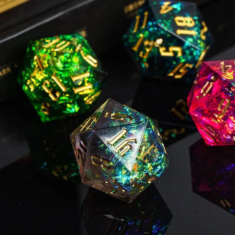 33mm D20 Dice Rainbow Film Dice for Role Playing Game Single D20 Polyhedral RPG Dice, D & D, Bar, Pub, Party Accessories - The Adventurer's Chest