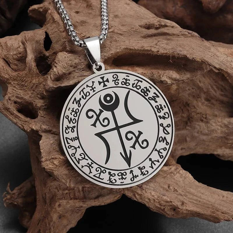 Arcane Enchantment Circle Pendant Necklace - Unisex Stainless Steel Amulet for Daily Questing - The Adventurer's Chest