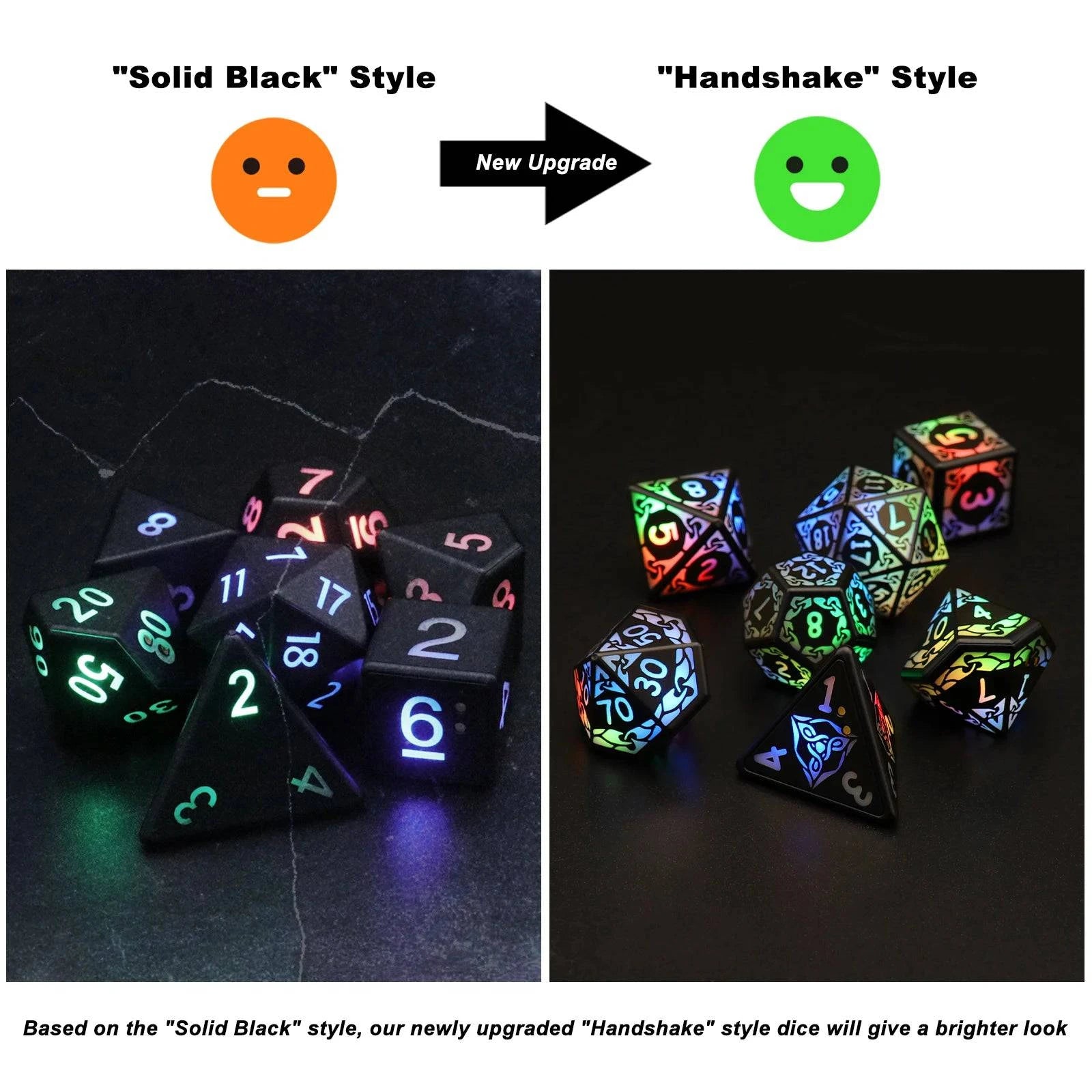 DND Dice Rechargeable with Charging Box, 7 PCS LED Electronic Dices for Tabletop Games D&D Dice 3-Color Glow - The Adventurer's Chest