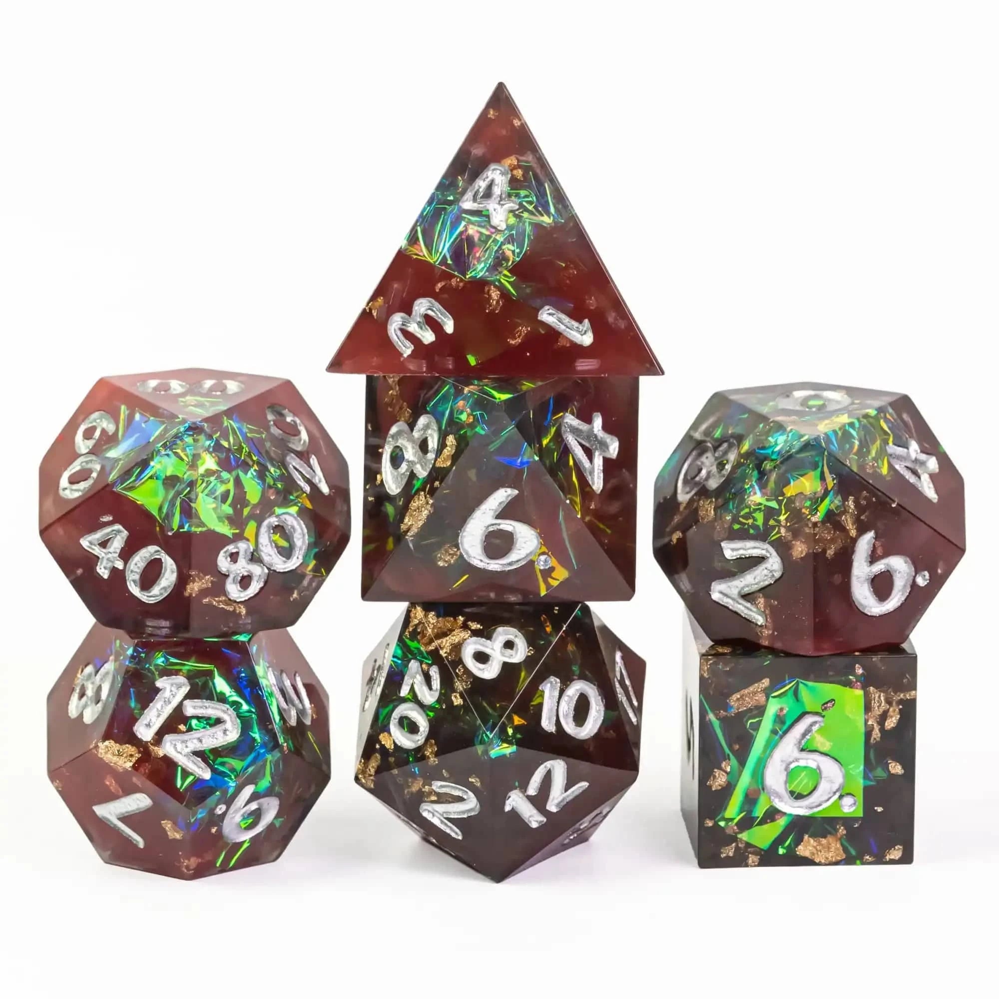 CRITALLIC-Polyhedral D & D Dice Set for Dungeons and Dragons,7Pcs Sharp Edges Dice, Role Playing Game, Board Game, Pathfinder - The Adventurer's Chest