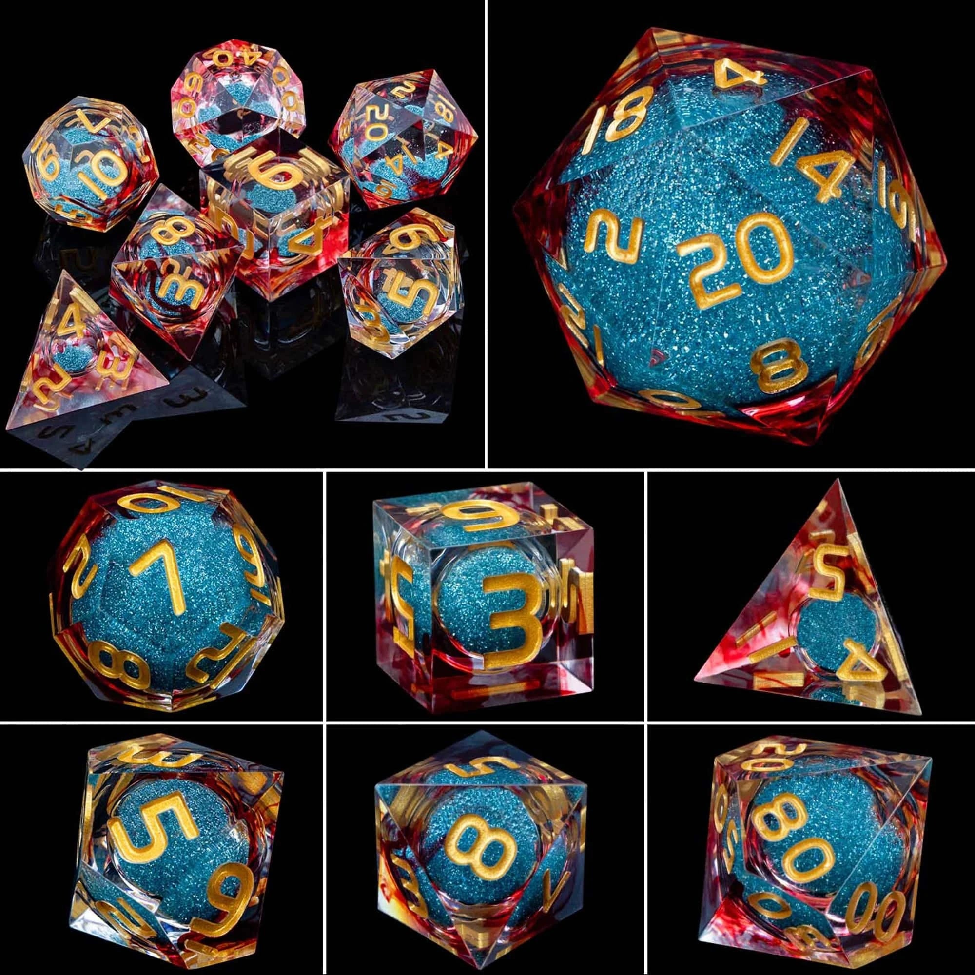 D&D Liquid Flow Core Dice & Liquid Activity Eye & Ring Sharp Edge D and D  Dungeon and Dragon Pathfinder Role Playing Games Dice - The Adventurer's Chest