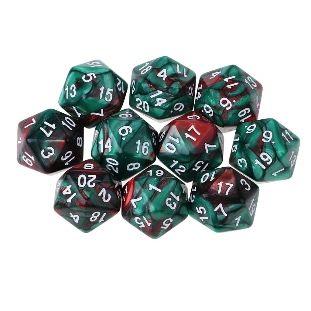 10pcs/Set D20 Colored Acrylic Polyhedral Dice 20-sided Dice Game Set Two-COLORS Swirl DND Dice Set for D&D TRPG Board Game Dice - The Adventurer's Chest