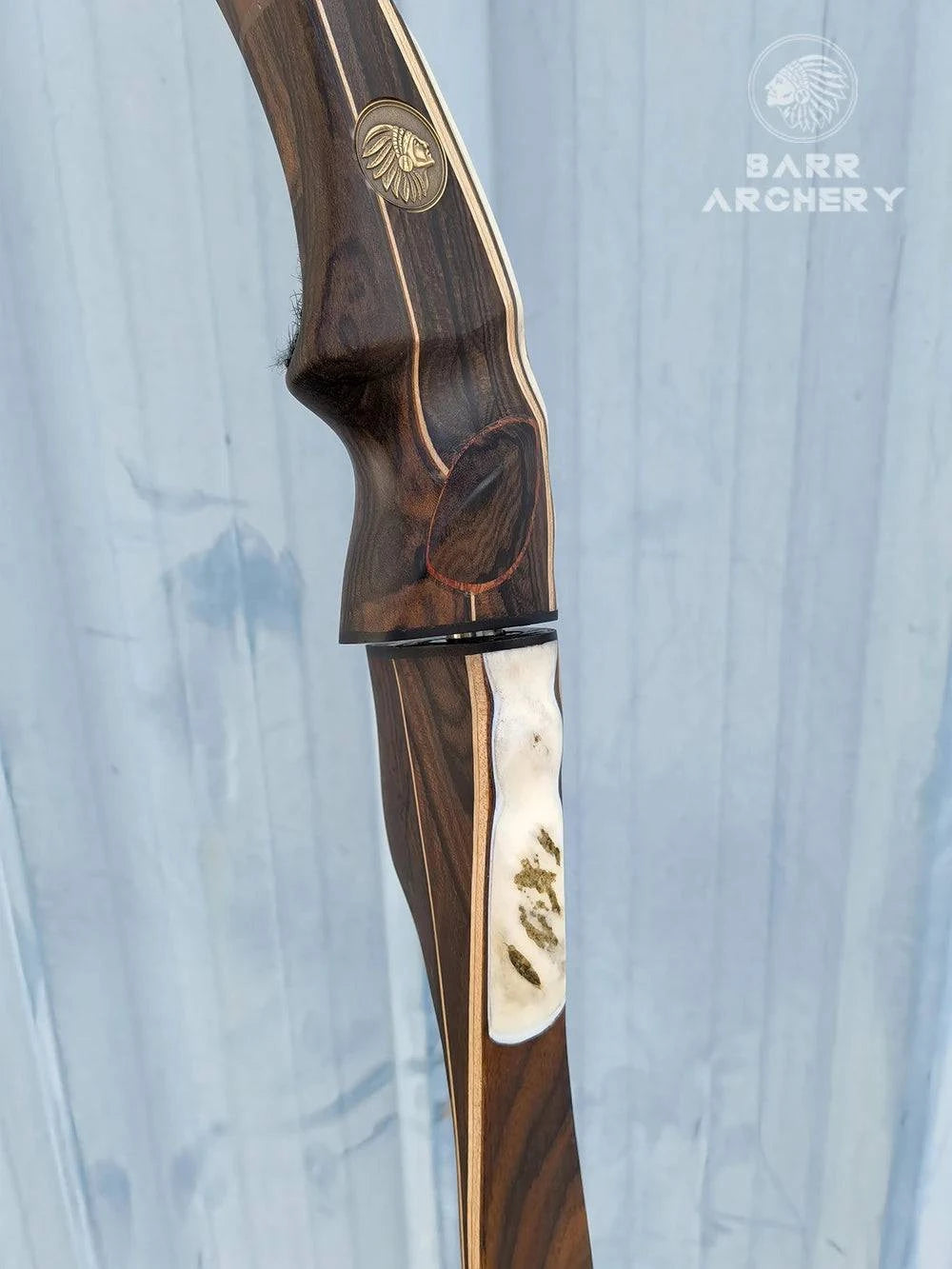 Customizable BARR Priest Traditional Long Bow with Handmade Limbs and Wood Riser (20-55lbs) - Ideal for Hunting and Archery Enthusiasts