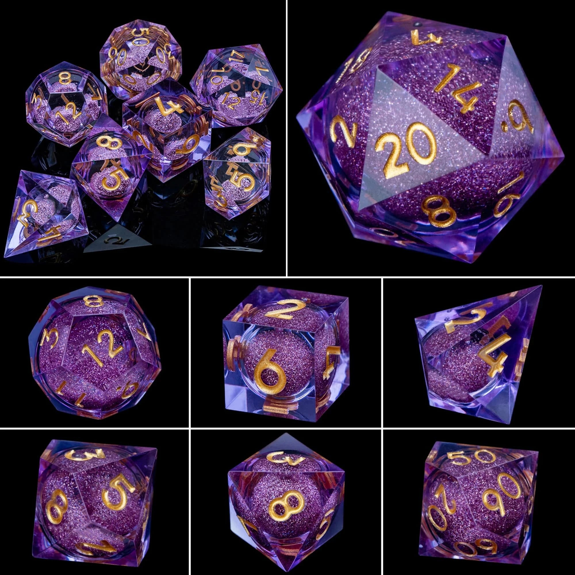 D&D Liquid Flow Core Dice & Liquid Activity Eye & Ring Sharp Edge D and D  Dungeon and Dragon Pathfinder Role Playing Games Dice - The Adventurer's Chest