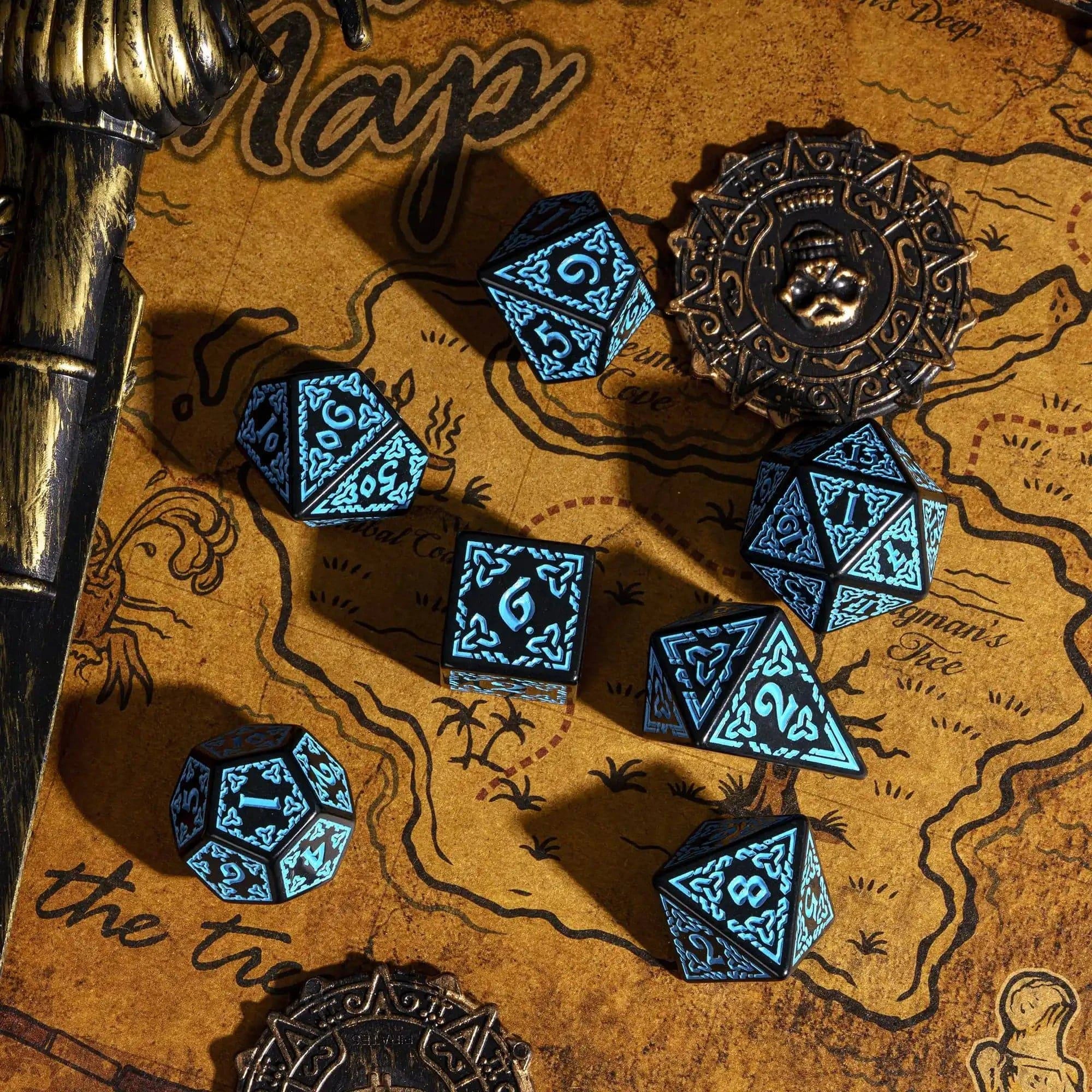 DND Celtic Knot Dice with Unique D4 7Pcs/Set New Pattern D4- D20 Polyhedral Dice for Role Playing Board Game D&D Tabletop Games - The Adventurer's Chest