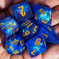 CRITALLIC-Frost Sharp Edges Dice,7Pcs D & D Dice with Unique D4, Handcrafted Polyhedral Dice Set, Role Playing Game, Pathfinder - The Adventurer's Chest