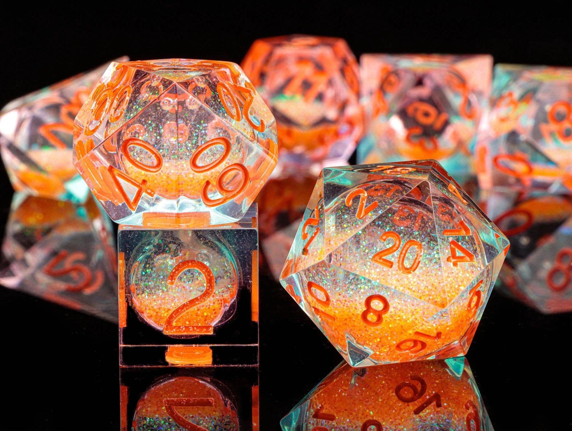 7 Dice Set Dnd Resin Dice For Dungeons and DragonsResin sharp edge dice Liquid Core D&D Polyhedral Dice Gift - The Adventurer's Chest