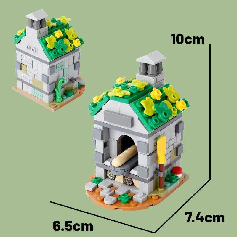 MOC Building Blocks Medieval Town with Bee Farm, Fountain, Bonfire, and Water Wall - Creative Brick Toy Set