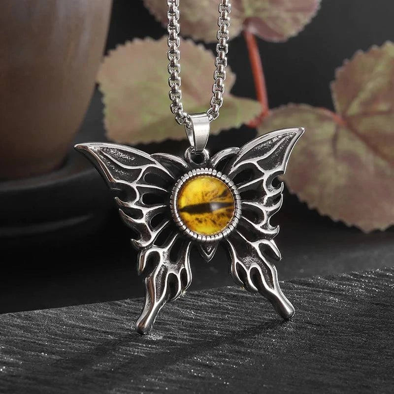 Enchanted Eye of Protection Necklace - Silver Butterfly Amulet for Adventurers and Guardians - The Adventurer's Chest