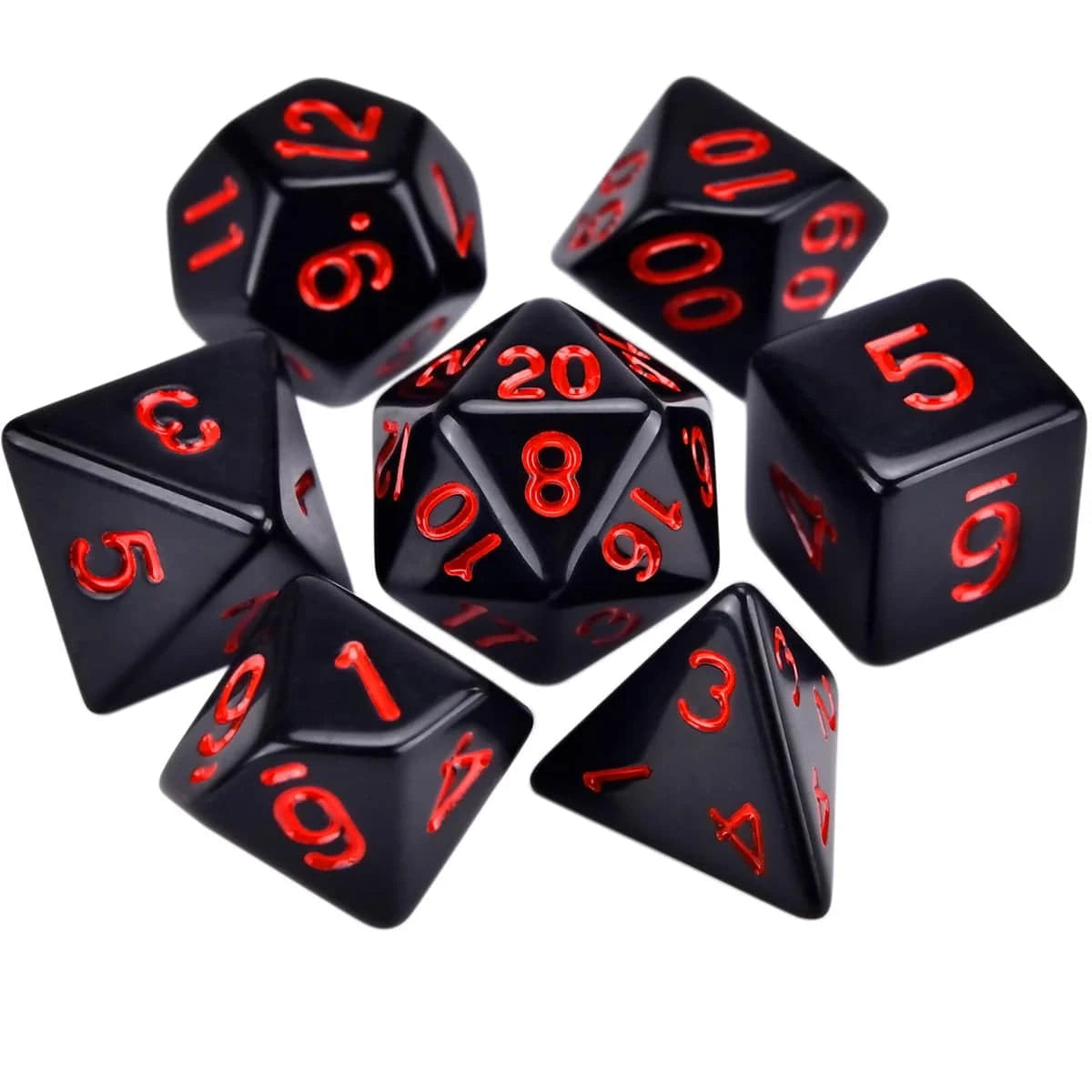 7 Pcs Lot Black Red Dices Set Double Colors Polyhedral Numbers Dice Kit of D4 D6 D8 D10 D% D12 D20 for DND TRPG RPG Board Games - The Adventurer's Chest