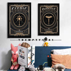 Dungeons and Dragons Class Symbols Canvas Art Print for Gaming Room Decor