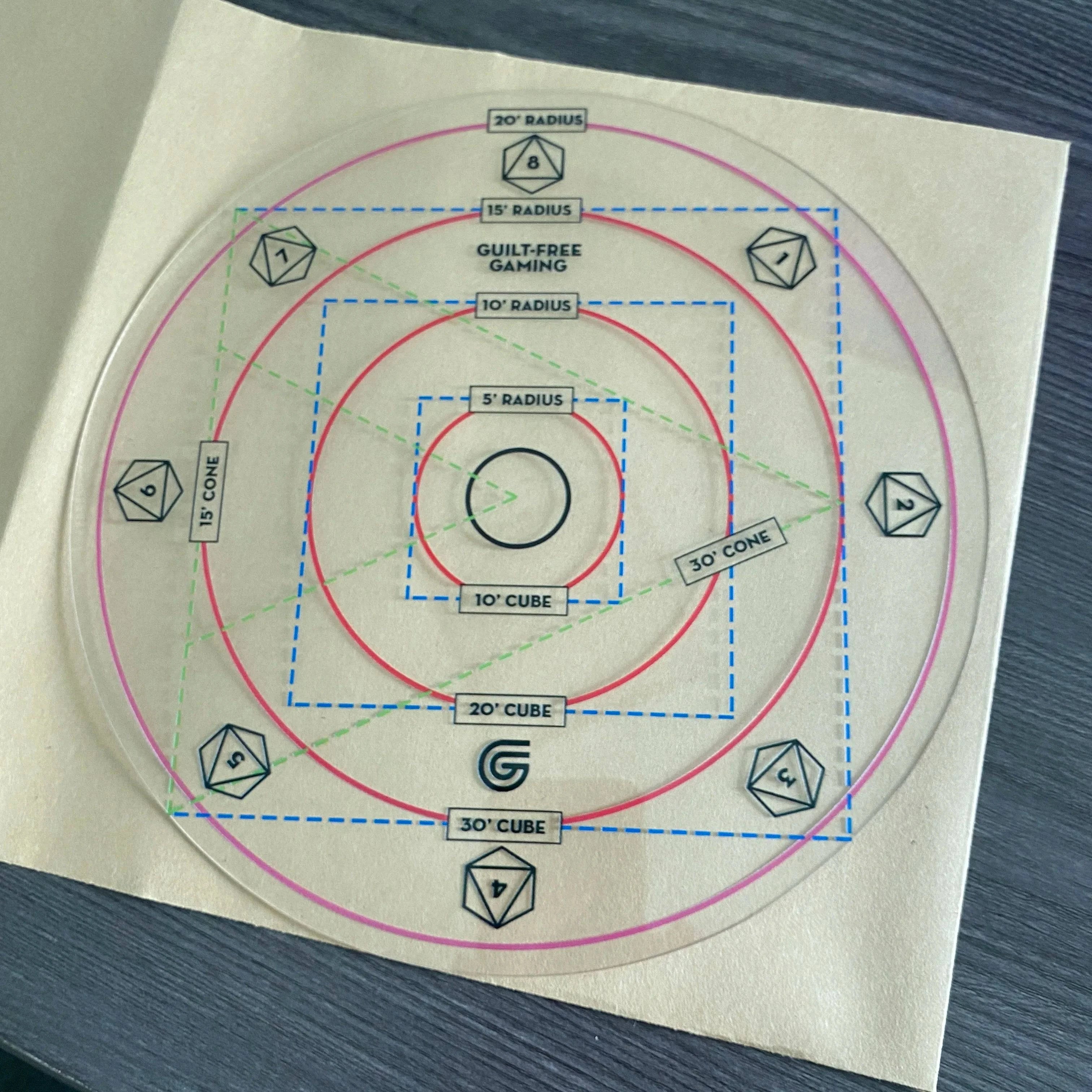 Enhanced AOE Damage Spell Template for Dungeons and Dragons - Acrylic Area Effect Marker