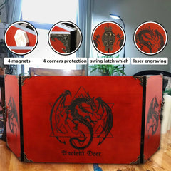 Handcrafted Wooden DM Screen with Dragon Engraving - Perfect D&D Gift for Dungeon Masters and RPG Gamers - The Adventurer's Chest