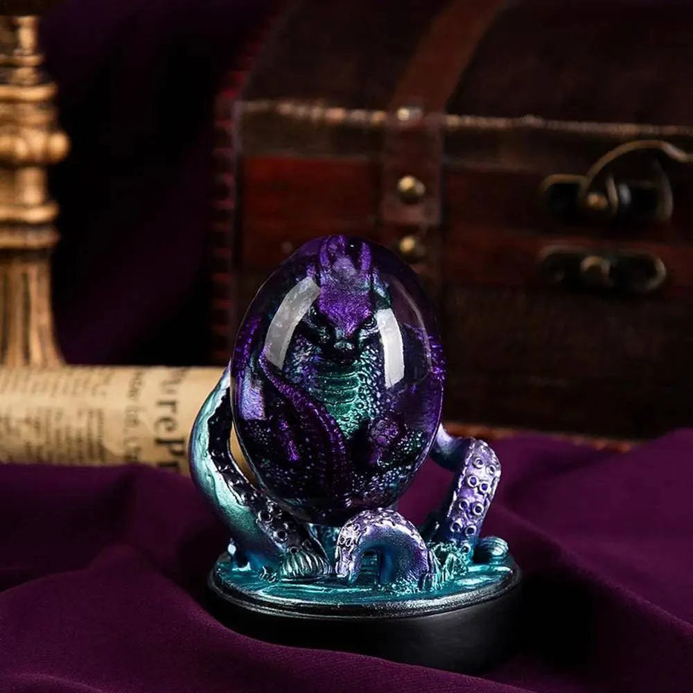 Enchanted Luminous Dragon Egg with Octopus Claw Base - Magical Resin Collectible for Adventurers and Gift-Givers - The Adventurer's Chest