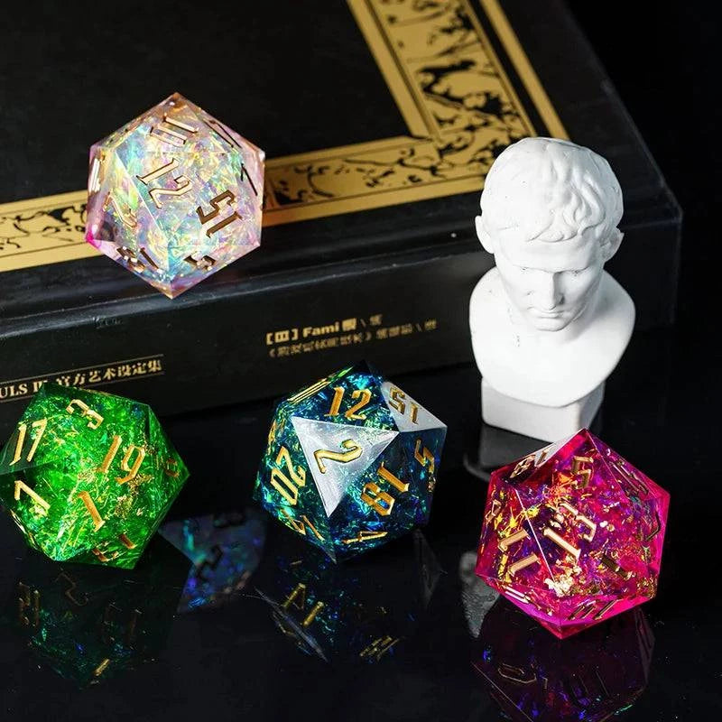 33mm D20 Dice Rainbow Film Dice for Role Playing Game Single D20 Polyhedral RPG Dice, D & D, Bar, Pub, Party Accessories - The Adventurer's Chest